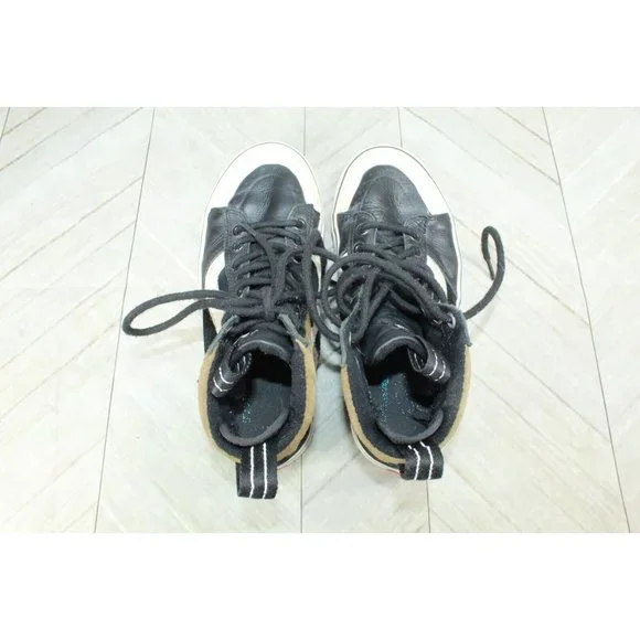 Vans Old Skool Black Leather Lace Up High Top Sneaker Shoes Size 7 - Picture 6 of 8